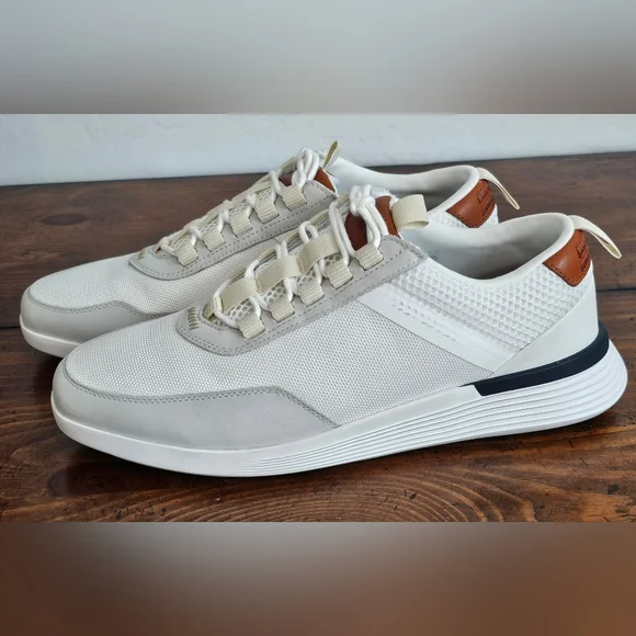 Men's Wolf & Shephard Leather/Mesh Sneakers/Shoes White - Luxury Size 8.5 NWOB - Picture 1 of 10